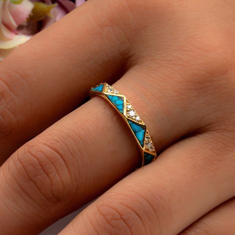 Inlay Wedding Band, Turquoise Diamond Rings, Turquoise Wedding Band, Stackable Engagement Ring, Ring For Engagement, Birthstone Stacking Rings, Antler Jewelry, Gold Certificate, Stacked Wedding Rings