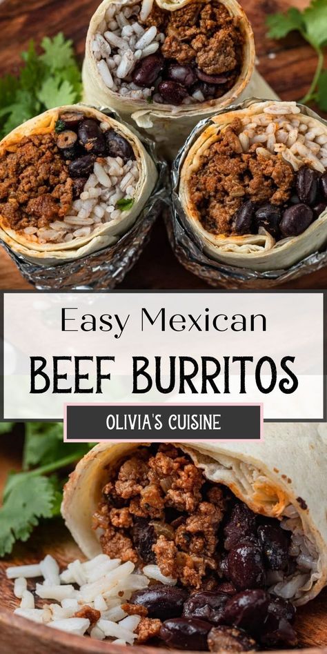 Stuffed Burritos Ground Beef, Burrito With Ground Beef, Minced Beef Burrito, Best Mexican Ground Beef Recipes, Burrito Ground Beef Recipe, Burrito Filling Ground Beef, Burritos Beef And Bean, Mexican Beef Burrito Recipes, Mexican Beef Burritos