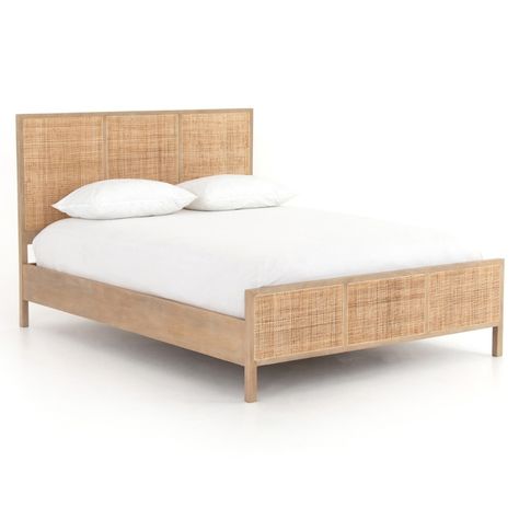 Beds, Bed Frames | Modern King & Queen Size Bed | Zin Home Queen Beds For Sale, Wooden Headboards, Island Furniture, Rattan Bed Frame, Coastal Style Furniture, Gorgeous Bed, Tropical Interior, Rattan Bed, Bed Platform