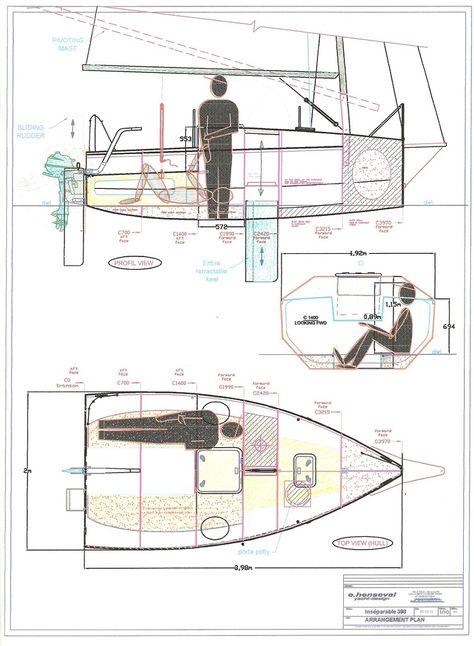 Eric Hensheval new 14' Inseperable 398 micro cruiser Naval Architecture, Small Yachts, Cruiser Boat, Small Sailboats, Marine Plywood, Boat Projects, Cool Boats, Boat Stuff, Houseboat