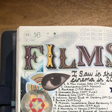 Georgia on Instagram: "A 2023 recap page featuring all the films I saw in cinema this year! I’m hoping to see more soon, maybe in some independent cinemas. I’m writing essays so I haven’t time to journal like this in a few days - I miss it! #hobonichicousin #creativejournaling #creativejournal #hobonichi #filmjournal" 2023 Recap, Writing Essays, Creative Journal, Indiana Jones, Essay Writing, I Missed, I Saw, Instagram A, See More