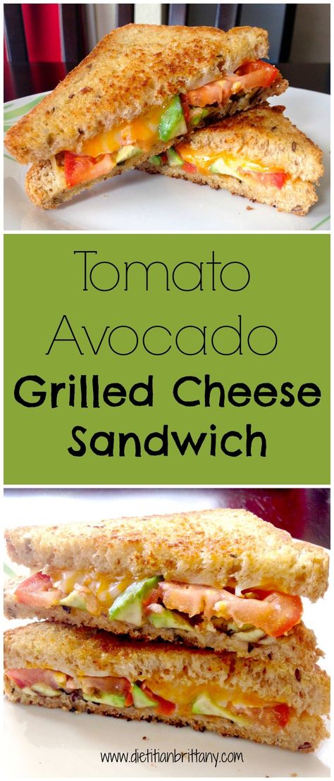 Tomato Avocado Grilled Cheese Sandwich - Your Choice Nutrition Tomato Avocado Grilled Cheese, Healthy Grilled Cheese, Avocado Grilled Cheese, Savory Sandwiches, Vegetarian Lunches, Cheese Brie, Healthy Sandwich, Panini Recipes, Cheese Sandwich Recipes