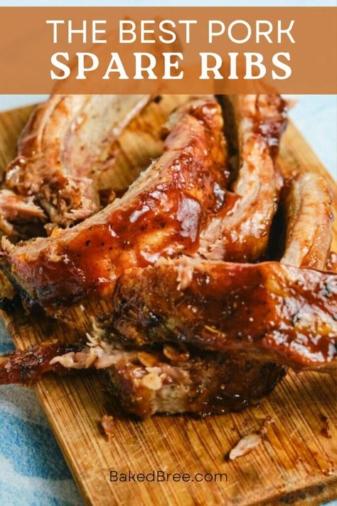 Pork Spare Ribs Recipe | Baked Bree Pork Spare Ribs Recipe Grill, Pork Spare Ribs Oven, Baked Spare Ribs, Bbq Pork Spare Ribs, Pork Spare Ribs Recipe, Spare Ribs Recipe, Spareribs Recipe, Smoked Chicken Recipes, Pork Spare Ribs