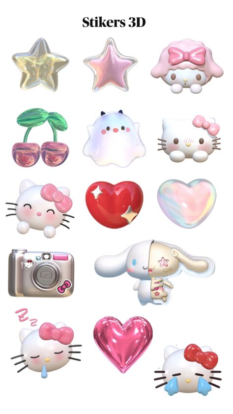 Kawaii Emoji Stickers, Hello Kitty Stickers Png, Hello Kitty Emojis, Sticker Motive, Stickers Hello Kitty, Hello Kitty Stickers, Cool Text Symbols, 헬로키티 배경화면, Emoji Stickers Iphone