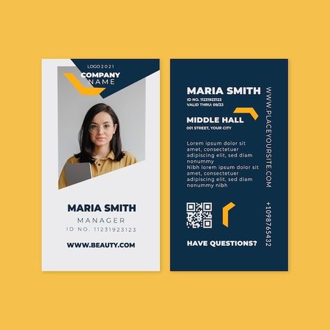 Free Vector | General business id card Name Tag Design Template, Company Id Card Design, Identity Card Design, Business Kit, Employee Id Card, Employees Card, Student Card, Name Tag Design, Corporate Id