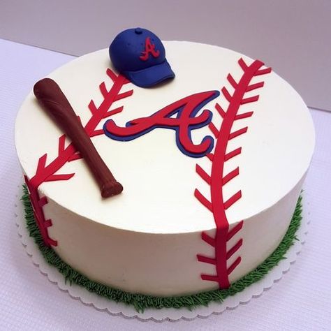 Atlanta Braves Cake, Brave Birthday Cakes, Brave Cakes, Baseball Birthday Cakes, Baseball Cake, Sport Cakes, Baseball Birthday Party, Roanoke Va, Baseball Birthday