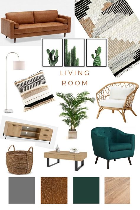 Living Room Mood Board, Room Mood Board, Boho Living Room Decor, Style Deco, Living Room Decor Apartment, Living Room Inspo, Boho Living Room, New Living Room, Room Colors