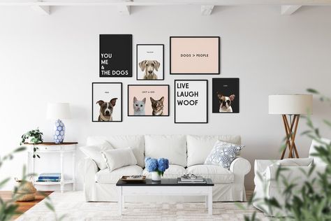 Gallary Wall, Quote Signs, Signs Quotes, Unique Gallery Wall, Modern Pet, Dog Rooms, Colour Ideas, Signature Fonts, Portrait Wall