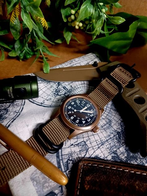 Bronze Hamilton khaki field, Benchmade mini Addams Hamilton Khaki Field Bronze, Hamilton Watches, Hamilton Khaki Field, Hamilton Khaki, Hamilton Watch, Affordable Watches, Red Wing, Wood Watch, Watch Strap