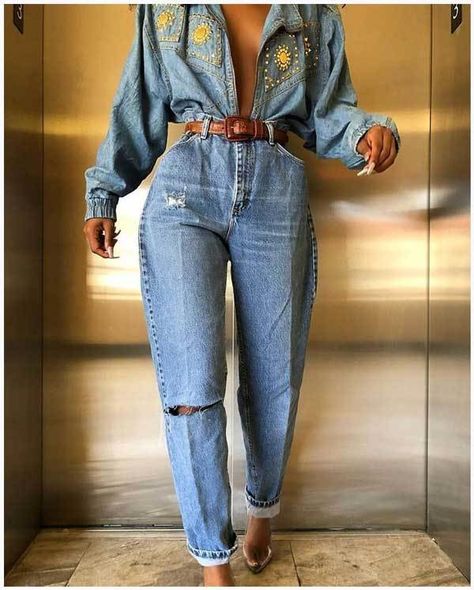 Full jeans suit Street Style Vintage, Canadian Tuxedo, Mode Jeans, Kleidung Diy, 90s Fashion Outfits, Soft Grunge, Mode Vintage, Looks Style, Mode Inspiration