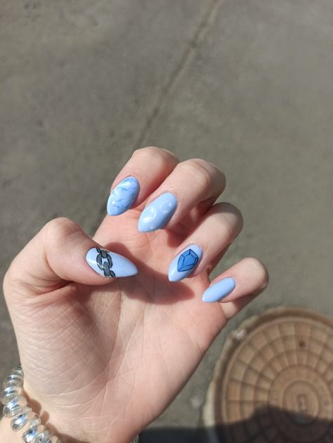 steven universe lapis lazuli Steven Universe Nail Art, Lapis Lazuli Nails, Steven Universe Nails, Universe Nails, Lapis Lazuli Steven Universe, Steven Universe Lapis, Lapis And Peridot, Steven Universe, Lapis Lazuli