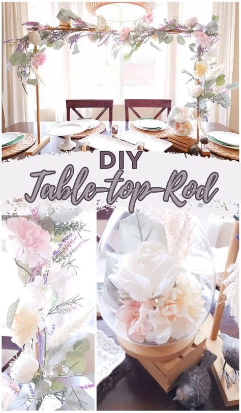 Table Rod Decor, Over The Table Rod, Easy Diy Table, Spring Wedding Party, Diy Table Decor, Party Tablescapes, Amazing Crafts, Make A Table, Pinterest Diy