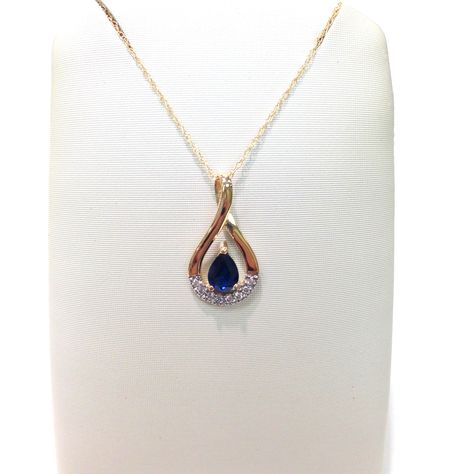 Yellow gold blue sapphire pendant w/ diamonds #necklace #jewelry #sapphire Jewelry Sapphire, Wedding Studs, Body Accessories, Blue Sapphire Pendant, Pendant Sets, Diamonds Necklace, Antique Bridal Jewelry, Sapphire Pendant, Jewelry Lookbook