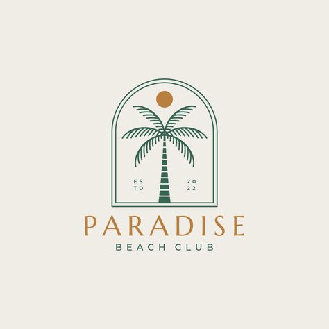 Resort Logo Design, Tent Logo, Miami Logo, Logo Design Inspiration Vintage, Tree Logo Design, Beach Logo, Palm Tattoos, Resort Logo, Identity Design Inspiration