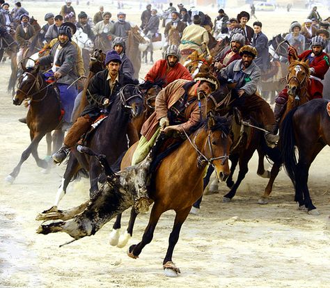 Watch a Buzkashi match in Central Asia... if at all possible! Afghan People, International Monetary Fund, Afghan Culture, The Kite Runner, Man On Horse, Landlocked Country, Cow Calf, Islamic Republic, Silk Road