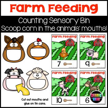 Farm Feeding Counting Cards for Sensory Bin Farm Sensory Bin, Add Math, Farm Math, Farm Activities Preschool, Feed The Animals, Farm Animals Preschool, Farm Lessons, Farm Animals Activities, Farm Theme Preschool