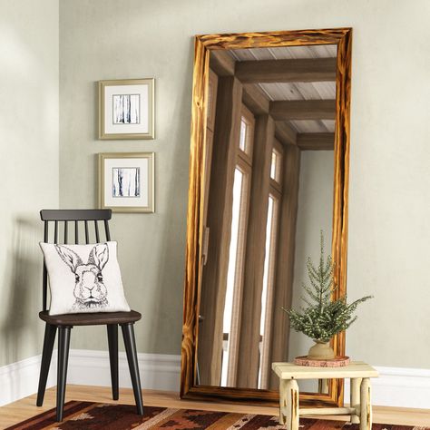 Millwood Pines Yelton Rustic Full Length Mirror & Reviews | Wayfair Rustic Full Length Mirror, Kitchen Architecture, Dorm Style, Rustic Wall Mirrors, Boho Items, Decorating Farmhouse, Rustic Mirrors, Wooden Mirror, Exterior Ideas