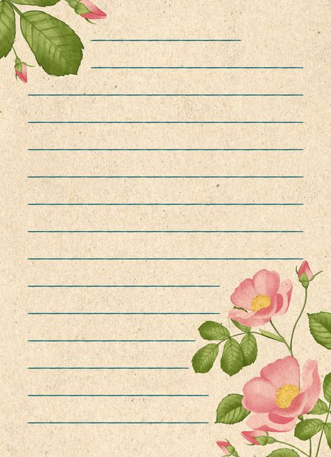 Aesthetic Note Paper Template, Notebook Background Paper, Lined Paper Background, Paper Template Design, Lined Paper Template, Printable Things, Memo Template, Vintage Floral Backgrounds, Docs Templates