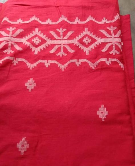 Jamdani Pattern, Jamdani Design, Jamdani Fabric, Jamdani Motifs, Red And White Saree, Contemporary Botanical Art, New Fashion Saree, Saraswati Puja, Indian Motifs