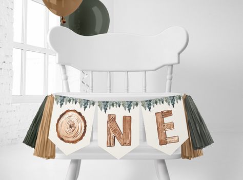 One Happy Camper Sign, Happy Camper Backdrop, Camping Banner Ideas, One Happy Camper Chalkboard Sign, One Happy Camper Highchair Banner, Rustic Birthday, Pennant Banners, Printable Banner, High Chair Banner