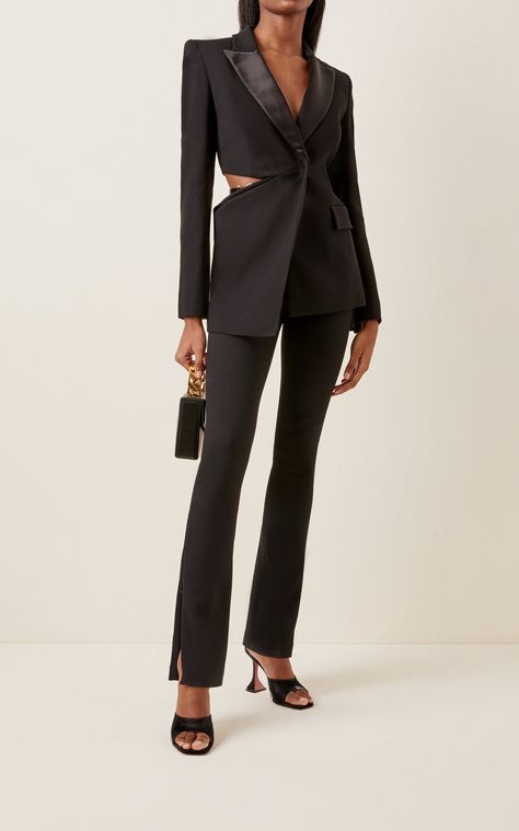 Edge Fashion, Crepe Blazer, Black Style, Moda Operandi, Formal Wear, The Black, Designer Fashion, Black Fashion, Versace