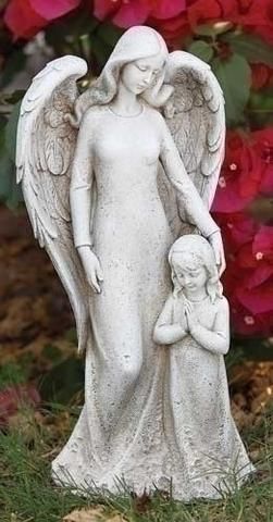 Angel Garden Statues, Angel Garden, Statue Garden, Outdoor Garden Statues, Praying Angel, I Believe In Angels, Angel Statue, Angel Sculpture, Cemetery Art