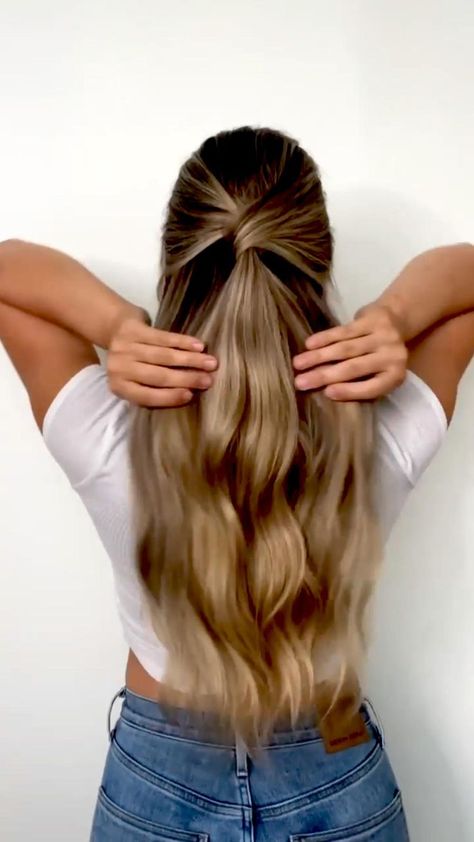 Pin on blonde balayage Down Cute Hairstyles, Highlights On Dark Hair, Easy Wedding Guest Hairstyles, Guest Hair, Easy Hair Updos, Wedding Guest Hairstyles, Hair Tips Video, Long Hair Wedding Styles, Hairdo For Long Hair