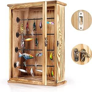 Ibnotuiy Fishing Lures Storage Display Case Wall Cabinet Tackle Box Organizer Fishing Gifts for Men with Door and Lockable for Study Room, Man Cave, Collection Room, Office, Garage Fishing Lures Display, Fishing Gifts For Men, Collection Room, Office Garage, Fishing Tackle Box, Storage Display, Tackle Box, Box Organizer, Fishing Gifts