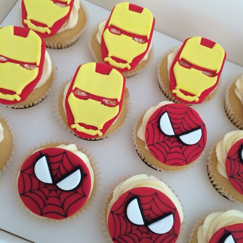 Spiderman ironman cupcakes toppers Ironman Cupcakes, Ironman Birthday Party, Iron Man Cupcakes, Ironman Birthday, Iron Man Birthday, Cake Designs For Boy, Spiderman Ironman, Birthday 5, Safari Birthday Party