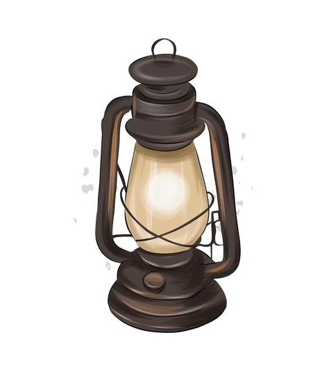 Vintage kerosene lamp from multicolored paints. Splash of watercolor, colored drawing, realistic, flashlight. Vector illustration of paints Flashlight Drawing, Drawing Realistic, Tarot Cards Art, Kerosene Lamp, Kerosene, Art References, Colorful Drawings, Flashlight, Background Design