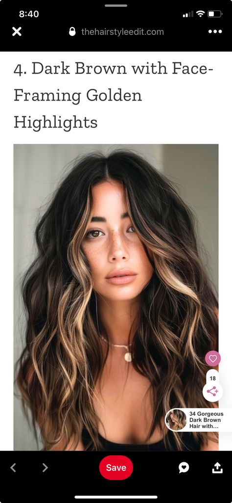 Trending Brunette Hair Color 2024, Sun Kissed Black Hair, Unique Dark Hair Color Ideas, Dark Brown Hair With Blonde Highlights, Camp Hair, Dark Brown Hair Balayage, Rich Brown Hair, Hair Change, Hair Inspired