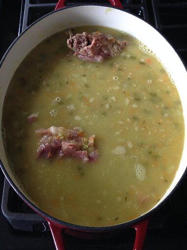 Ham Bone and Green Split Pea Soup Recipe | Allrecipes Pea Soup With Ham Bone, Soup With Ham Bone, Pea Ham Soup, Split Pea Ham Soup, Green Split Pea Soup, Pea Soup With Ham, Yellow Split Pea Soup, Ham Bone Soup, Ham Soup Recipes