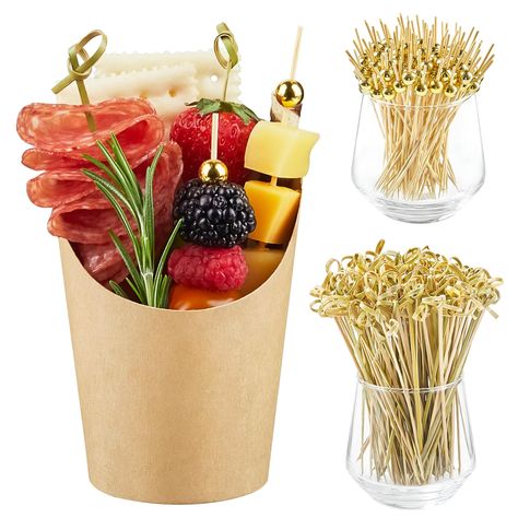 PRICES MAY VARY. Value Pack: Package includes 50pcs 14oz charcuterie cups and 200pcs cocktail sticks (2 styles), great charcuterie accessories for parties, concession stands and snack bars. Water and Oil Resistant: The inside of the kraft charcuterie cups has the food-grade PE film coating which is oil resistant. You can serve delicious food to your guests without greasy or embarrassing stains. Save Time: The appetizer cups are made of high quality kraft paper, which is sturdy, disposable and re Charcuterie Accessories, Wedding Charcuterie, Appetizer Cups, Charcuterie Boxes, Individual Appetizers, Charcuterie Cups, Concession Stands, Egg Waffle, Rustic Shower