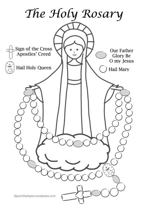 Teaching The Rosary To Kindergarten, Rosary Coloring Page, Resurrection Party, Mary Coloring Page, Ccd Activities, Catholic Classroom, Catholic Kids Activities, Childrens Prayer, Hail Holy Queen