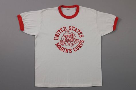 Vintage 70s United States Marine Corps Bulldog Dog Ringer Tee United States Marine, United States Marine Corps, Men's Tops, Ringer Tee, Marine Corps, Vintage Shirts, Vintage Tops, Vintage 70s, Vintage Men