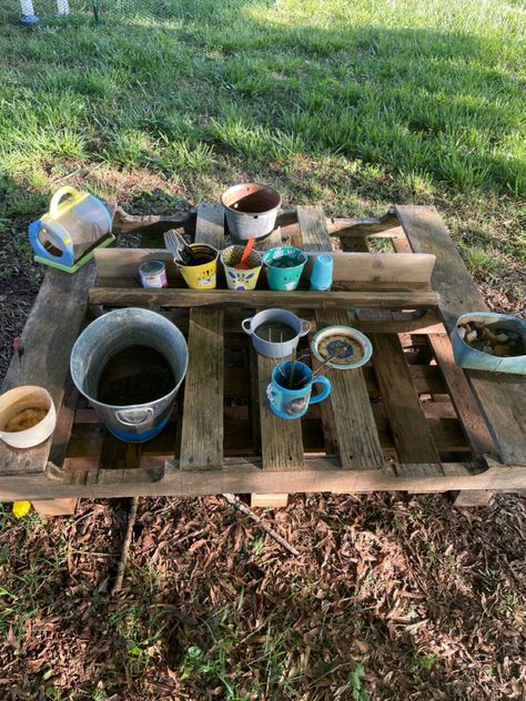 #mudkitchen #aesthetic #outdoorstorageideas Mud Aesthetic, Mud Pie Kitchen, Mud Kitchen, Mud Pie, Outdoor Storage, Pie