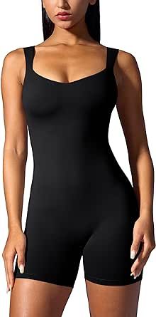 Vilanva Womens Workout Jumpsuits Unitard One Piece Bodysuits Shorts Rompers Black Shorts Bodysuit, Curvy Rompers, Shorts Bodysuit, One Piece Shorts, Bodysuit Shorts, Black Romper Shorts, Shorts Workout, Loungewear Fashion, Stretch Jumpsuit