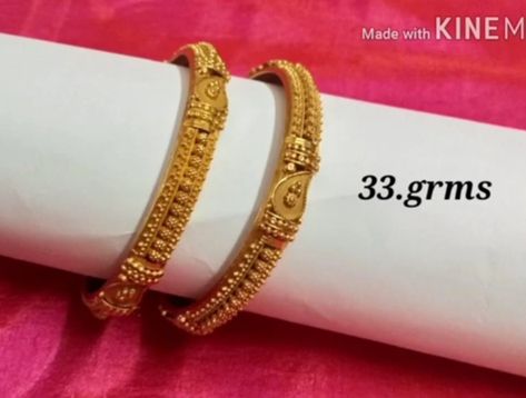 Gold Bangles South Indian Design, Gold Bangals Design Latest Daily Use, Kankanalu Gold Designs Latest For Women, Gold Bangles Design Daily Wear Latest, Antique Gold Bangles Design, Bangles Jewelry Designs Gold, Gold Kangan, Simple Gold Bangle, Wedding Jewelry Sets Bridal Jewellery