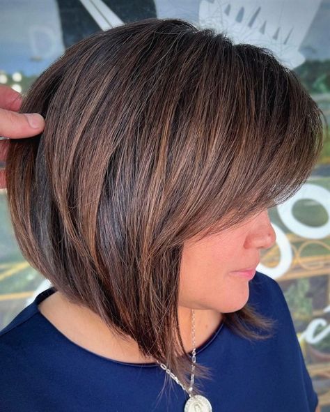 Rounded Inverted Bob with Swoopy Bangs Short Hair Low Taper, Swoopy Bangs, Concave Bob Hairstyles, Low Taper Fade Haircut, Low Taper Fade, Haircut Short Hair, Low Taper, Shaggy Bob Haircut, Inverted Bob Haircuts