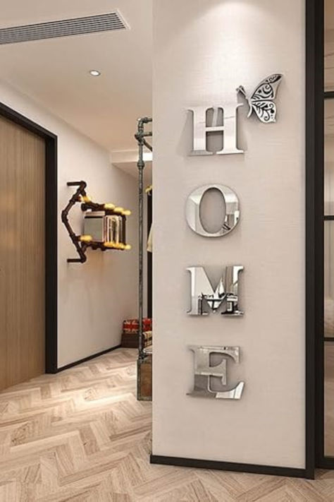 【MATERIAL】: This wall sticker is made of acrylic, The surface is reflective, Letter and butterfly are Silver mirrors 2.【DIMENSION】: Size: Medium; width 40cm (15.5 IN), height 120cm (48 IN), Thickness: 3mm (0.12 IN). Acrylic plate is thickened, pasted firmly, not easy to fall off. Wall Stickers Family, Entrance Door Decor, 3d Mirror Wall Stickers, Wall Decor Letters, Hal Decor, Decor Baie, Removable Wall Stickers, Mirror Wall Stickers, Alphabet Design