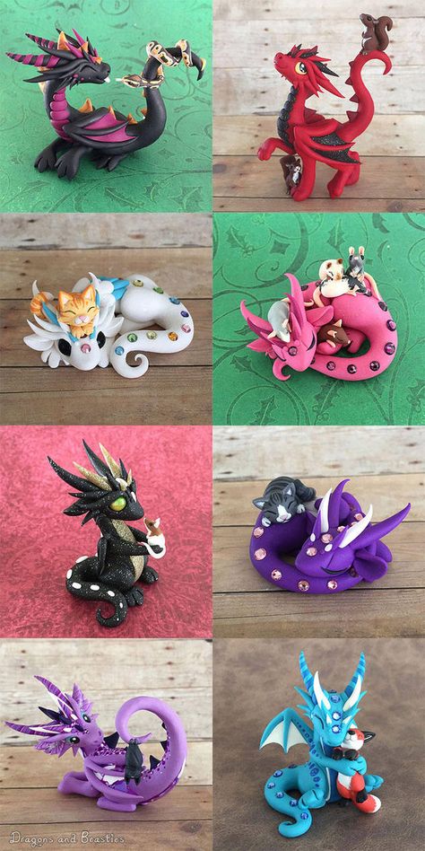 Dragon Pets Sale August 14 by DragonsAndBeasties Polymer Dragon, Dragon Pet, Polymer Clay Kunst, Polymer Clay Dragon, Dragon Crafts, Pet Dragon, Clay Dragon, Polymer Clay Figures, Dragon Figurines