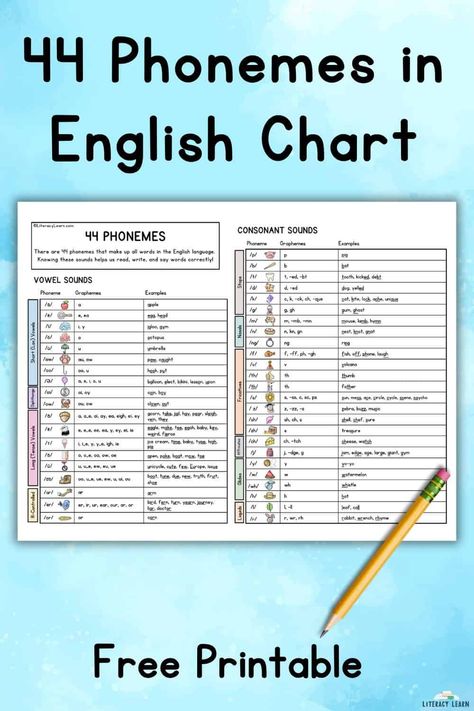 44 Phonemes Chart, Phonemes Chart, 44 Phonemes, Teaching Rhyming Words, Sound Chart, Consonant Le, Logic Of English, Phonics Interventions, Spelling For Kids