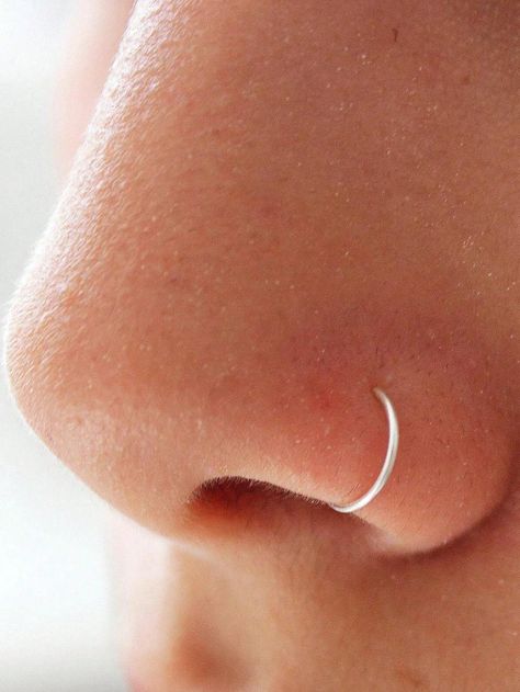 Hoop Nose Rings, Sterling Silver Nose Rings, Nose Ring Hoop, Accessories Ear, Silver Nose Ring, Nose Rings Hoop, Nose Rings, Health Skin Care, Ear Piercing