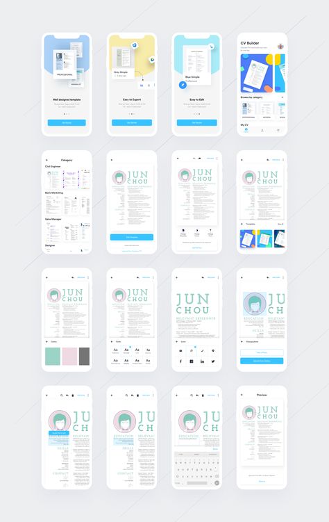 EZY — Resume/CV Builder App Case Study – Muzli - Design Inspiration App Case Study, Create A Resume, App Home, Resume Builder, Competitive Analysis, Information Architecture, App Ui Design, User Interface Design, Web App Design