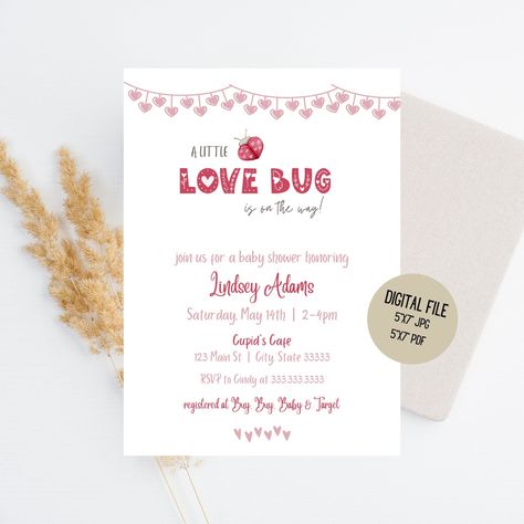 Valentines Baby Shower, Banner Printable, Heart Banner, Valentines Day Baby, Love Bug, Baby Sprinkle, Pink Hearts, Love Bugs, Buy Buy Baby