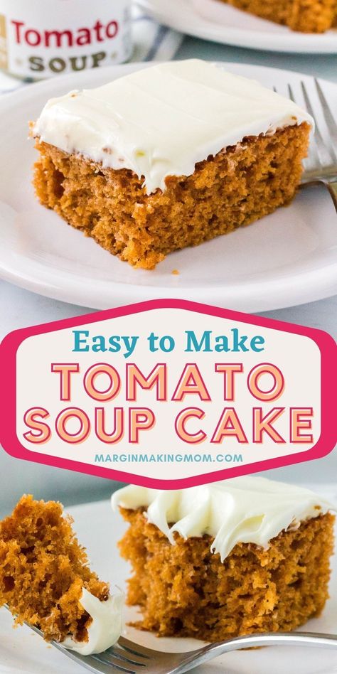 Tomato Soup Cake, Tomato Cake, Campbell's Tomato Soup, Campbells Soup Recipes, Brown Sugar Frosting, Campbells Recipes, Tomato Soup Easy, Condensed Tomato Soup, Tomato Soup Recipes