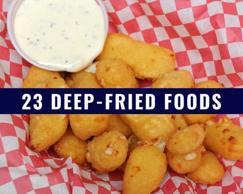 Chip Beef Cheeseball, Deep Fried Fair Food, Deep Fried Foods, Cheese Curds Recipe, Fried Zucchini Recipes, Deep Fried Bananas, Fried Cheese Curds, Deep Fried Recipes, Fried Recipes