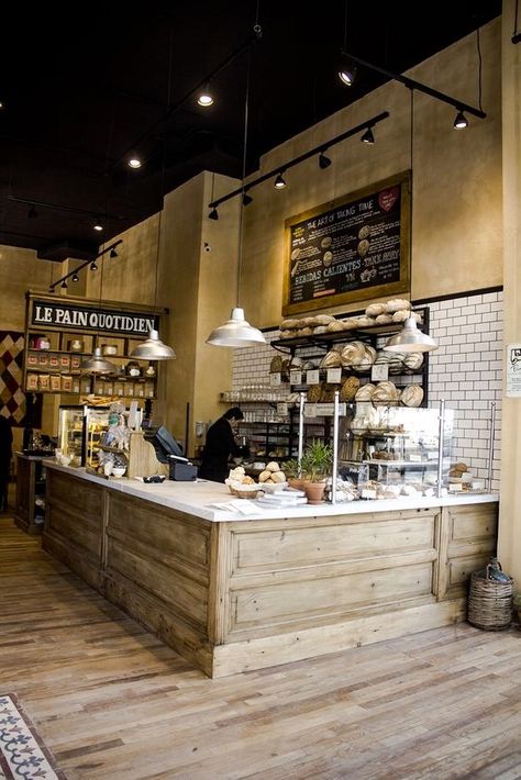 Rustic Deli Interior Design, Coffee Shop Counter Tops, Deli Counter Design, Coffee Shop Flooring, Rustic Bakery Interior, Cafeteria Counter Design, Deli Interior Design, Coffee Shop Rustic, Coffee Shop Counter Design