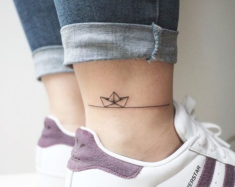 Boat Tattoo, Meaningful Tattoos For Women, Small Meaningful Tattoos, Classy Tattoos, Small Tattoo Designs, Ankle Tattoo, Simplistic Tattoos, Small Tattoo, Get A Tattoo