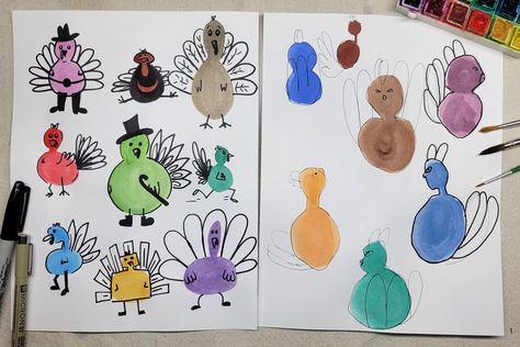 Colorful Turkeys Art Project for Kids • Kids Activities Blog Turkey Art Projects, Turkey Watercolor, Basic Drawing Techniques, Watercolor Turkey, Kids Science Fair Projects, Practice Sketching, Thanksgiving Art Projects, Turkey Drawing, Educational Websites For Kids